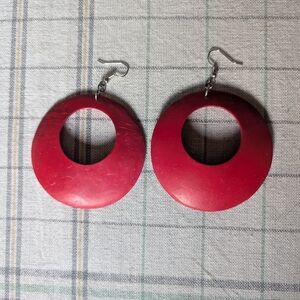 Vintage Red Hoop Earrings